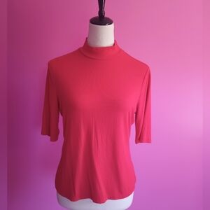 PopSugar Ladies Red Textured Half Sleeve Top (Size Large)